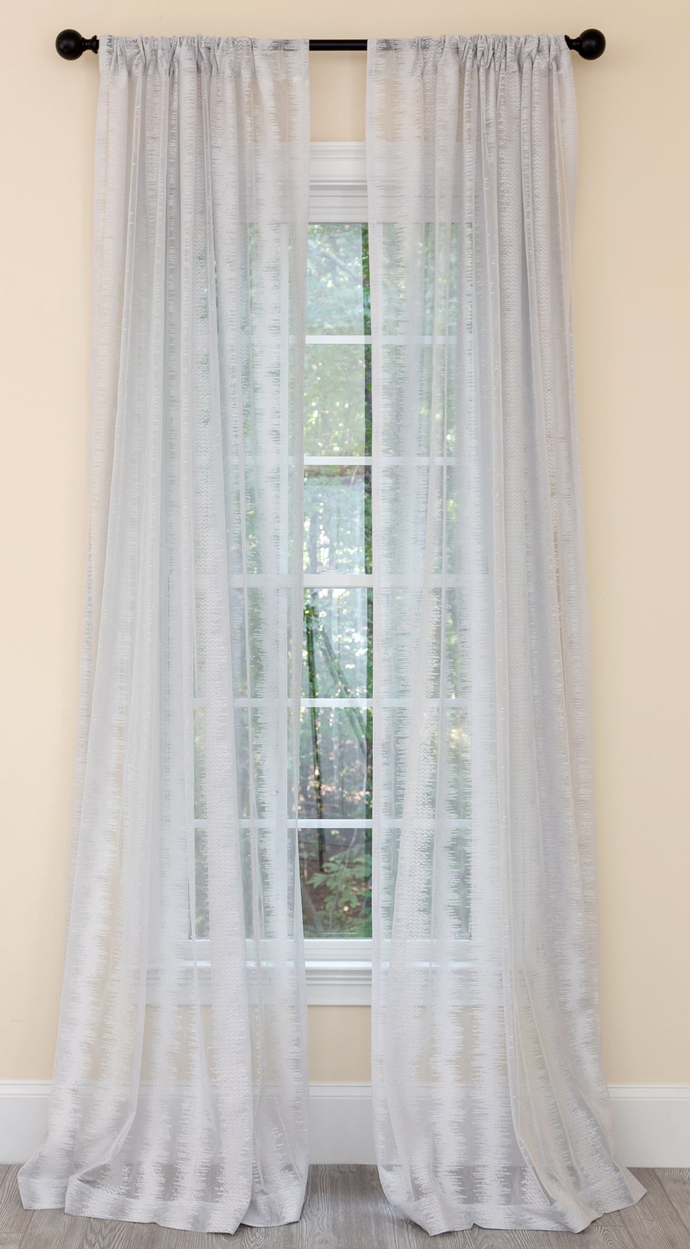 ML19074 Bella Bella Sheer Curtain featuring elegant embroidered patterns in White, Gray, and Champagne colors, designed for a chic and modern home.