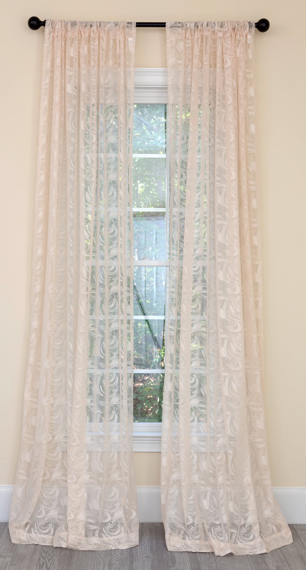 ML19075 Charming Night Sheer Curtain in White with elegant embroidered patterns, showcasing a lightweight and airy design.