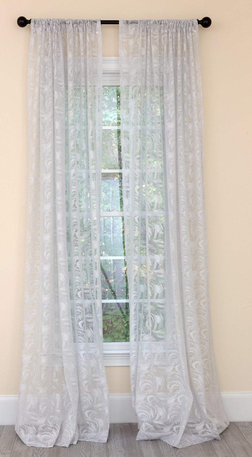 ML19075 Charming Night Sheer Curtain in White with elegant embroidered patterns, showcasing a lightweight and airy design.