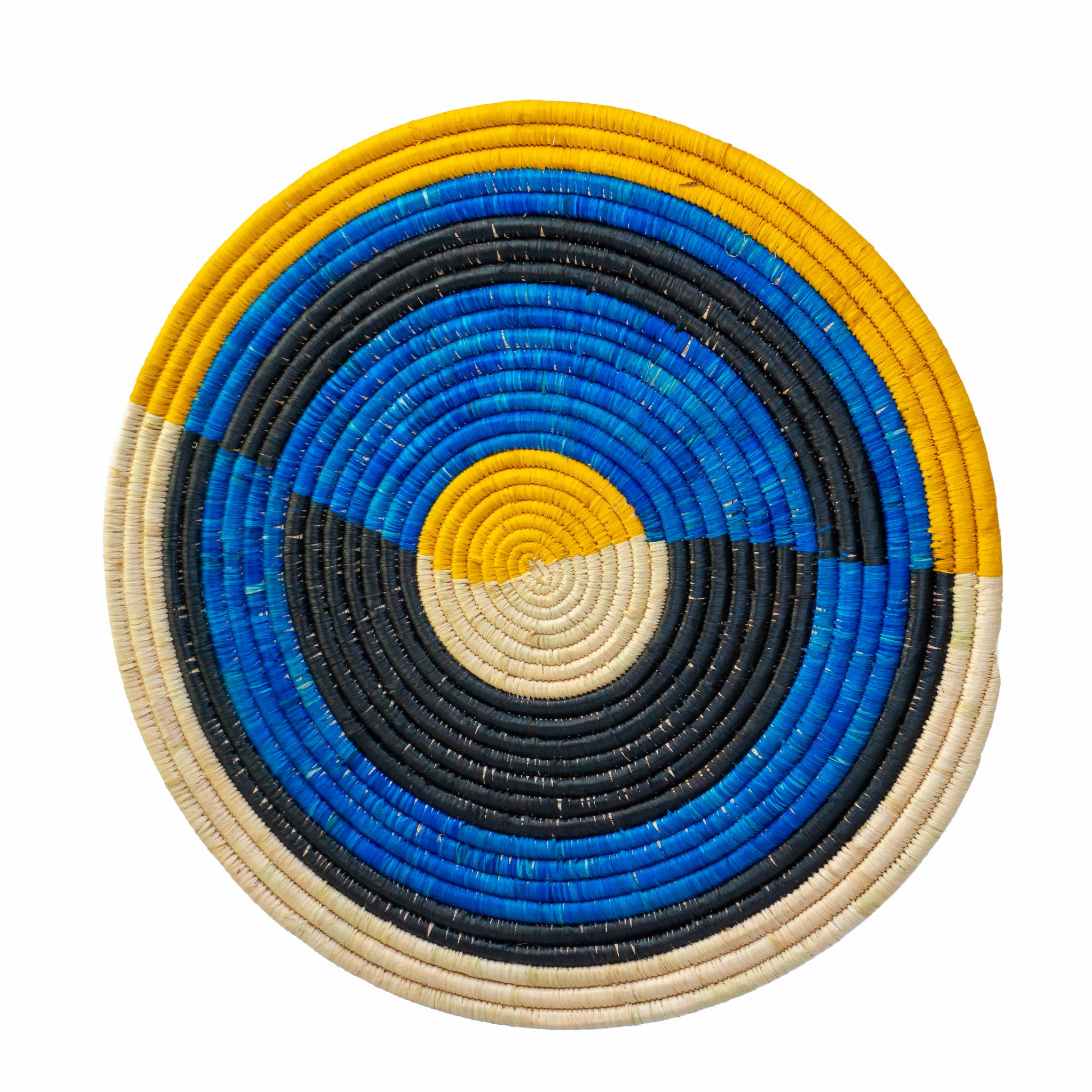 Mnemba Eco-Friendly Fair-Trade Trivet showcasing authentic African weaving design, made from natural fibers and organic dyes.