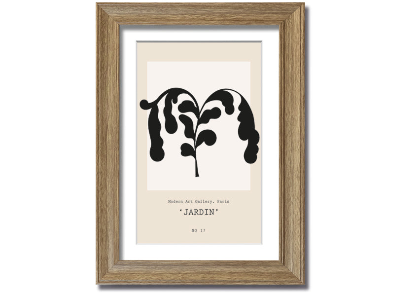 Modern Falling Leaves framed print with multiple frame color options, showcasing a contemporary leaf design, ready to hang.