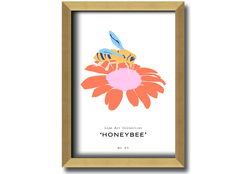 A beautifully framed print of a honey bee, showcasing intricate details, available in various frame colors.