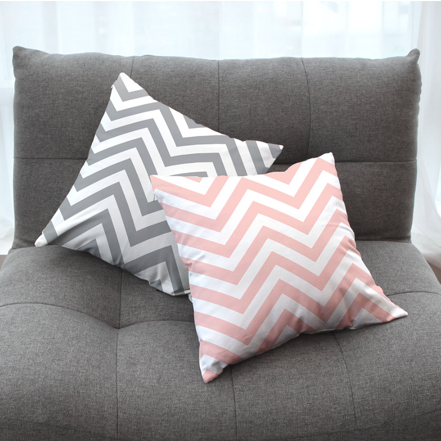 Modern Zigzag cushion featuring a stylish zigzag pattern, double-sided design, and high-quality microfiber fabric.