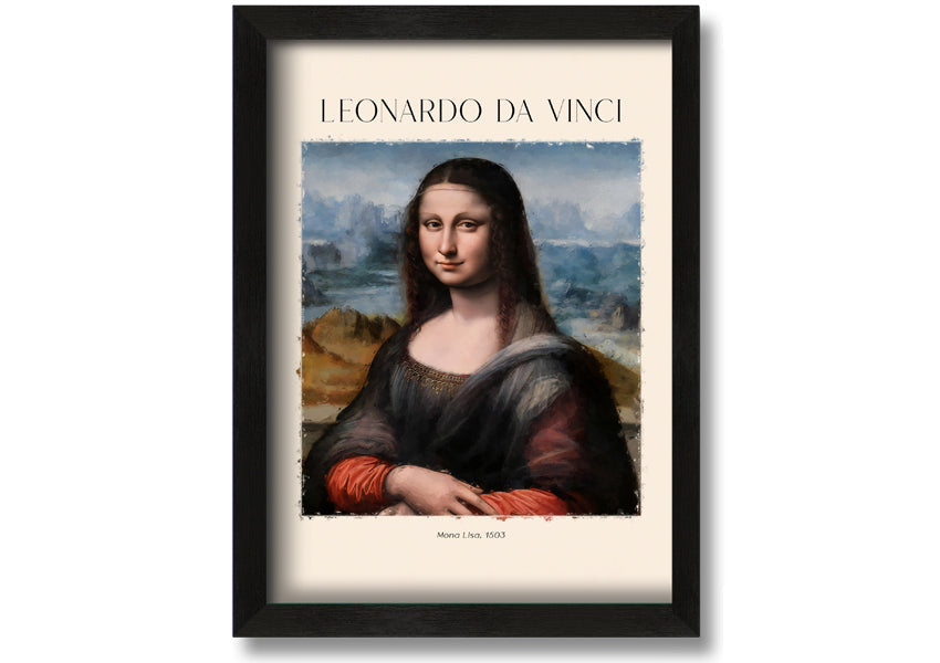 Mona Lisa 1503 by Leonardo Da Vinci, printed on coated polyester canvas, mounted on a 44mm box frame, ready to hang.