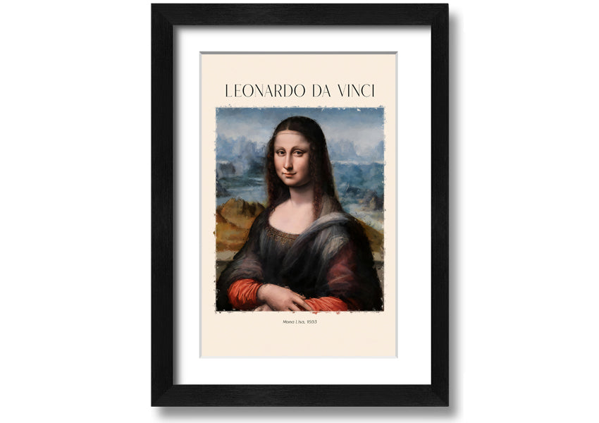 Mona Lisa 1503 by Leonardo Da Vinci, printed on coated polyester canvas, mounted on a 44mm box frame, ready to hang.