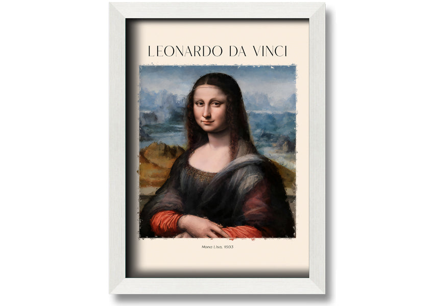 Mona Lisa 1503 by Leonardo Da Vinci, printed on coated polyester canvas, mounted on a 44mm box frame, ready to hang.