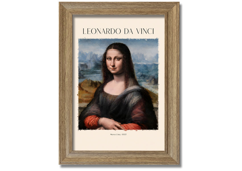 Mona Lisa 1503 by Leonardo Da Vinci, printed on coated polyester canvas, mounted on a 44mm box frame, ready to hang.