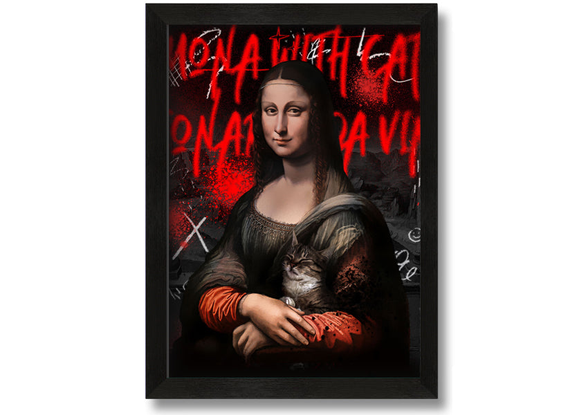 Vibrant Mona Lisa Pop art printed on coated polyester canvas, mounted on a 44mm box frame, ready to hang.