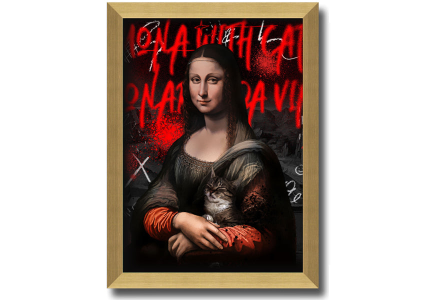 Vibrant Mona Lisa Pop art printed on coated polyester canvas, mounted on a 44mm box frame, ready to hang.