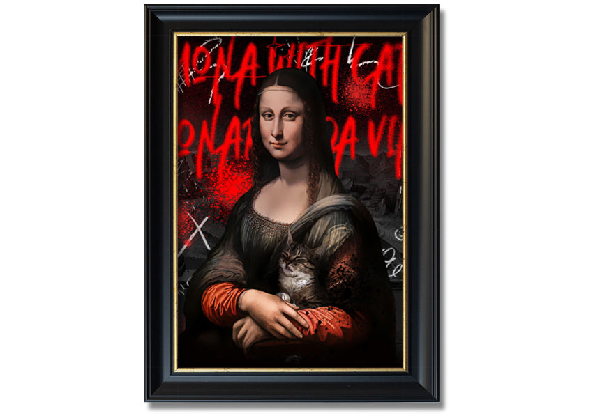 Vibrant Mona Lisa Pop art printed on coated polyester canvas, mounted on a 44mm box frame, ready to hang.