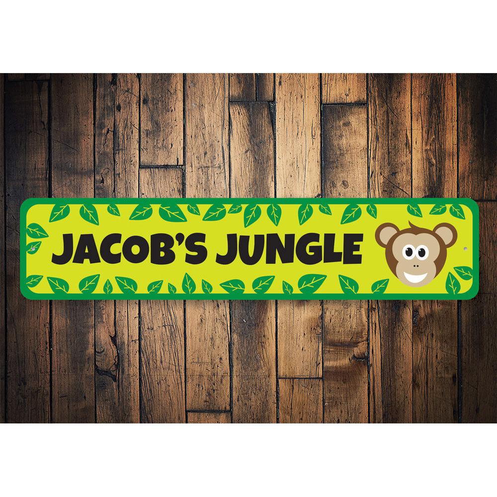 A colorful Monkey Kids Room Sign featuring playful monkey graphics, perfect for children's room decor.