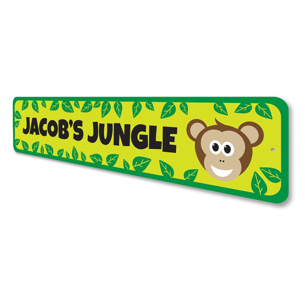 A colorful Monkey Kids Room Sign featuring playful monkey graphics, perfect for children's room decor.