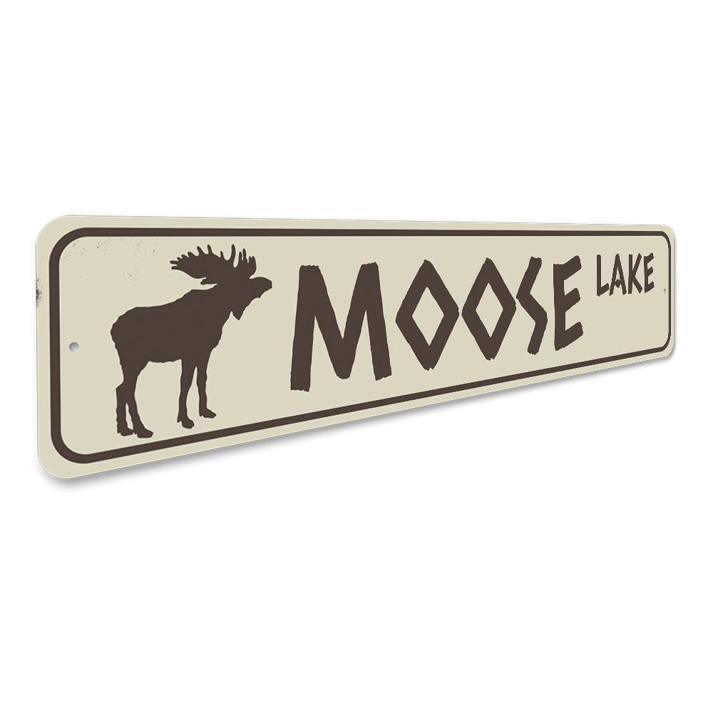 Moose Lake Sign made of high-quality aluminum, featuring a beautiful lake-themed design, perfect for lakehouse decor.