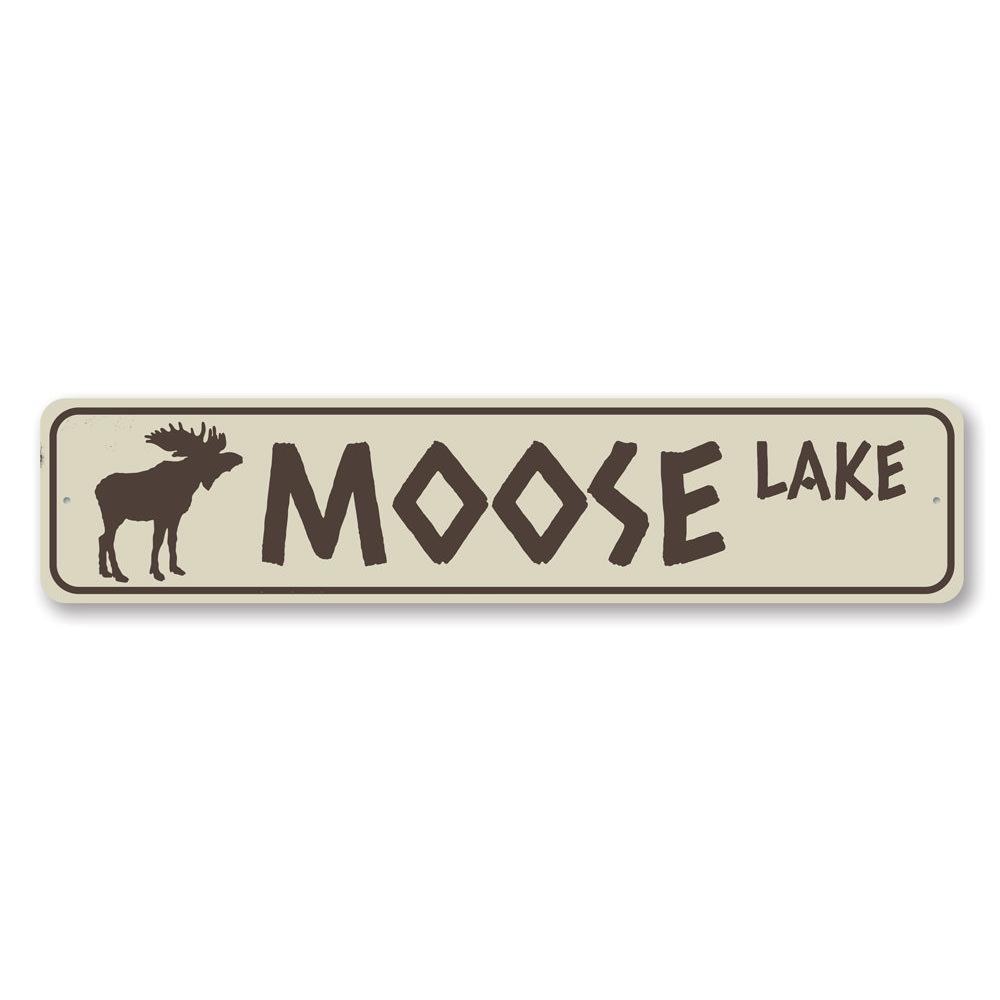 Moose Lake Sign made of high-quality aluminum, featuring a beautiful lake-themed design, perfect for lakehouse decor.