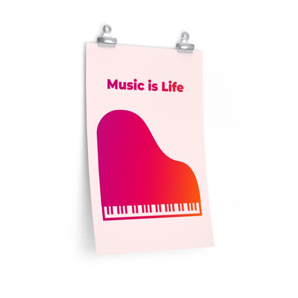 A vibrant Music is Life poster featuring musical notes and artistic design, printed on premium matte paper, ready to enhance any room decor.