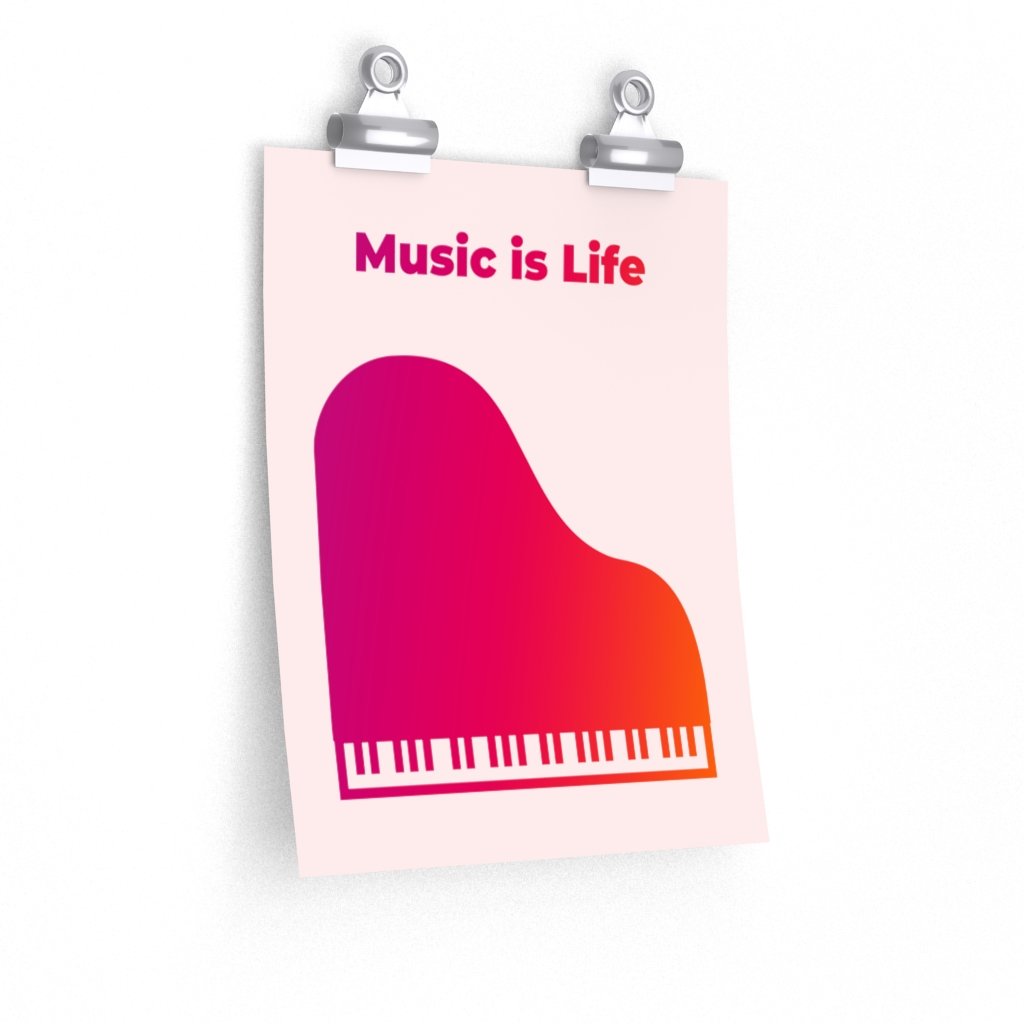 A vibrant Music is Life poster featuring musical notes and artistic design, printed on premium matte paper, ready to enhance any room decor.