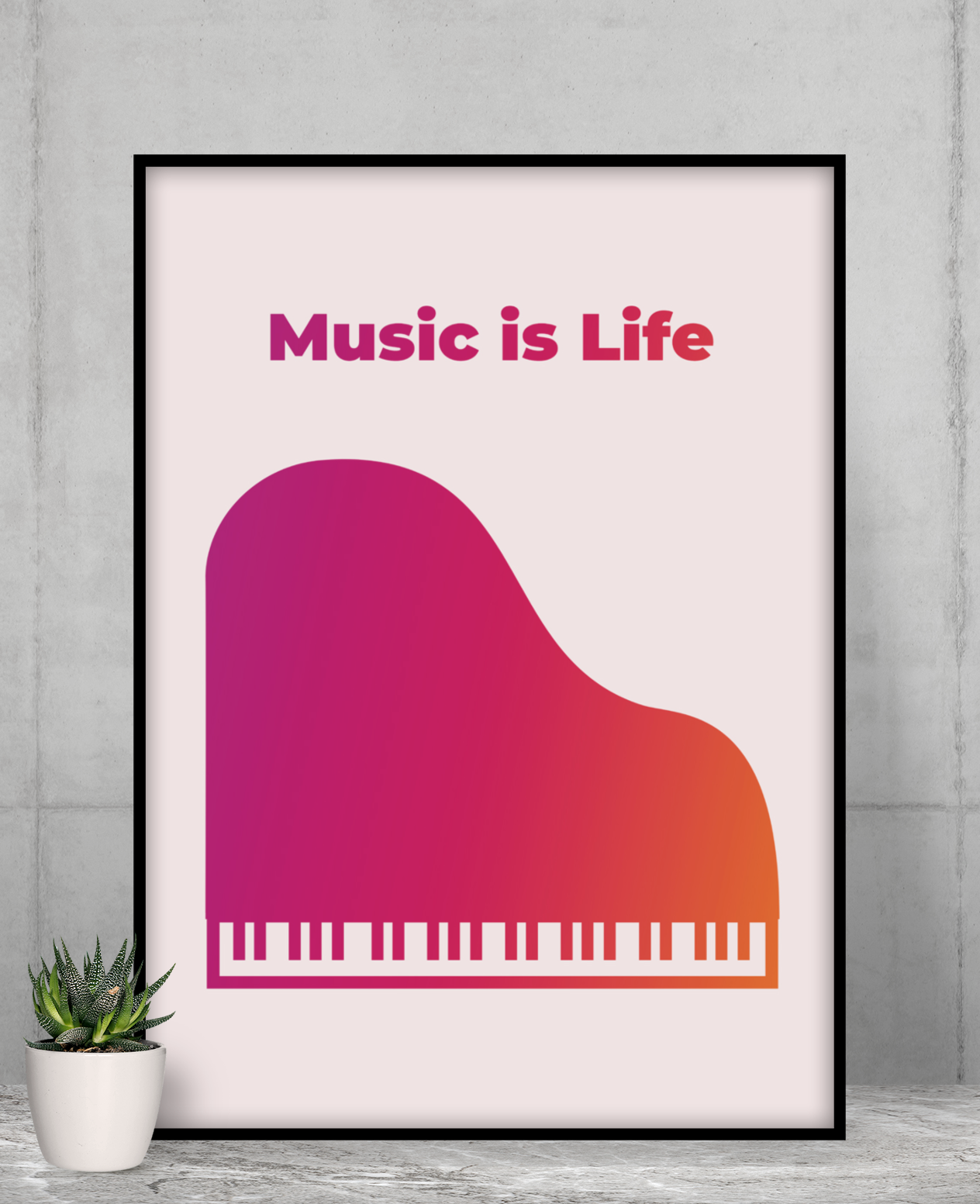 A vibrant Music is Life poster featuring musical notes and artistic design, printed on premium matte paper, ready to enhance any room decor.