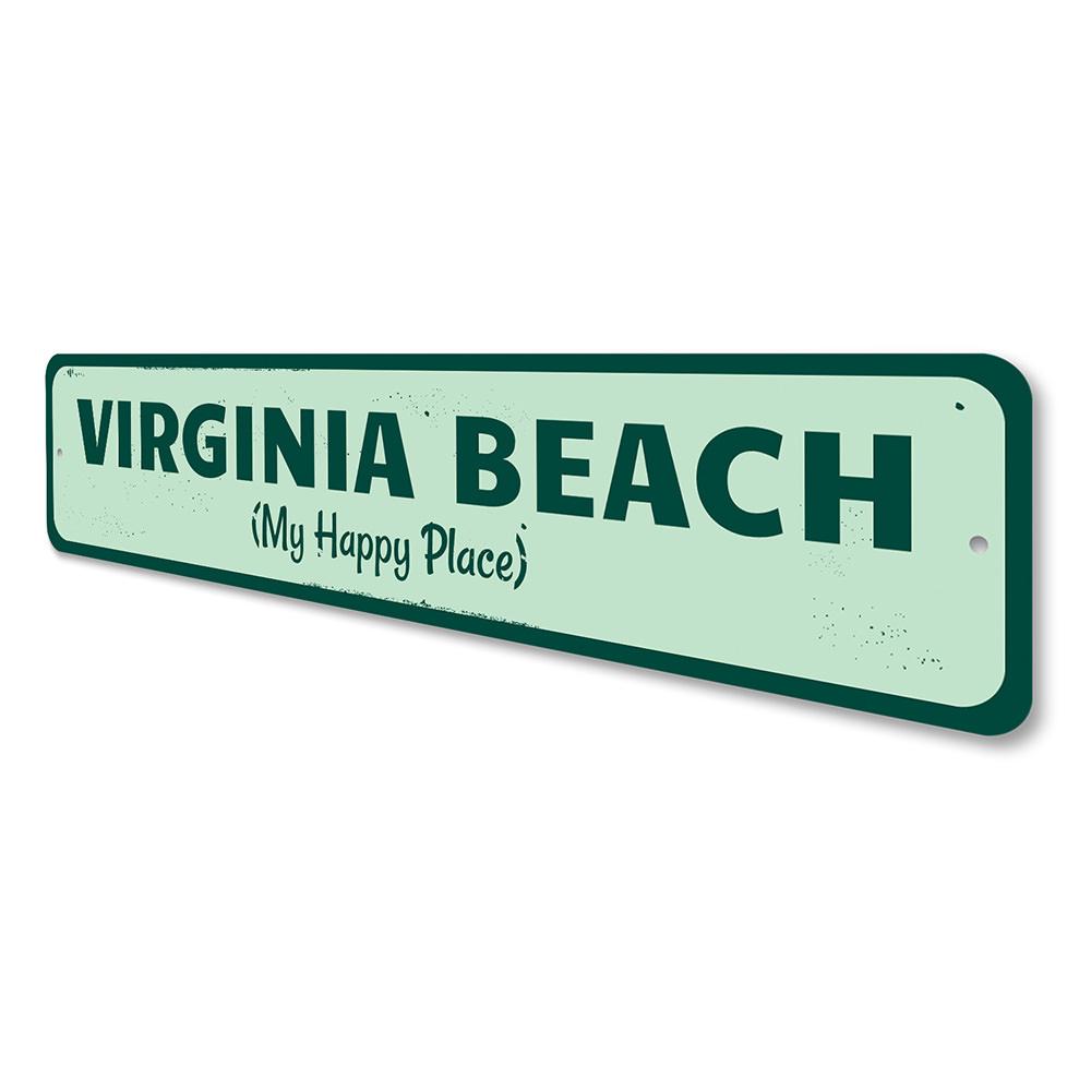 My Happy Place Sign made of high-quality aluminum, featuring customizable text, perfect for beach-themed decor.