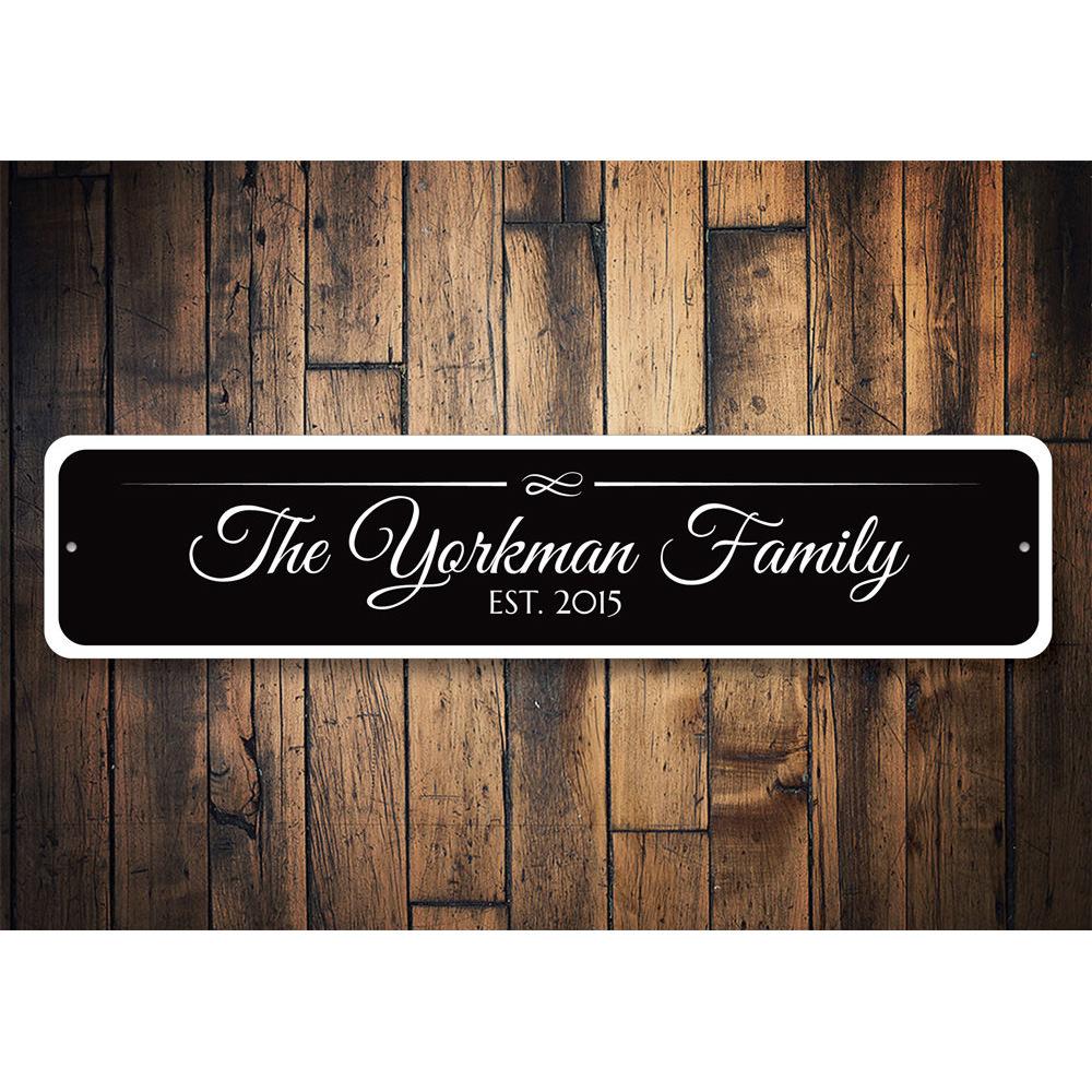 Personalized aluminum name sign with custom text, perfect for home decor.