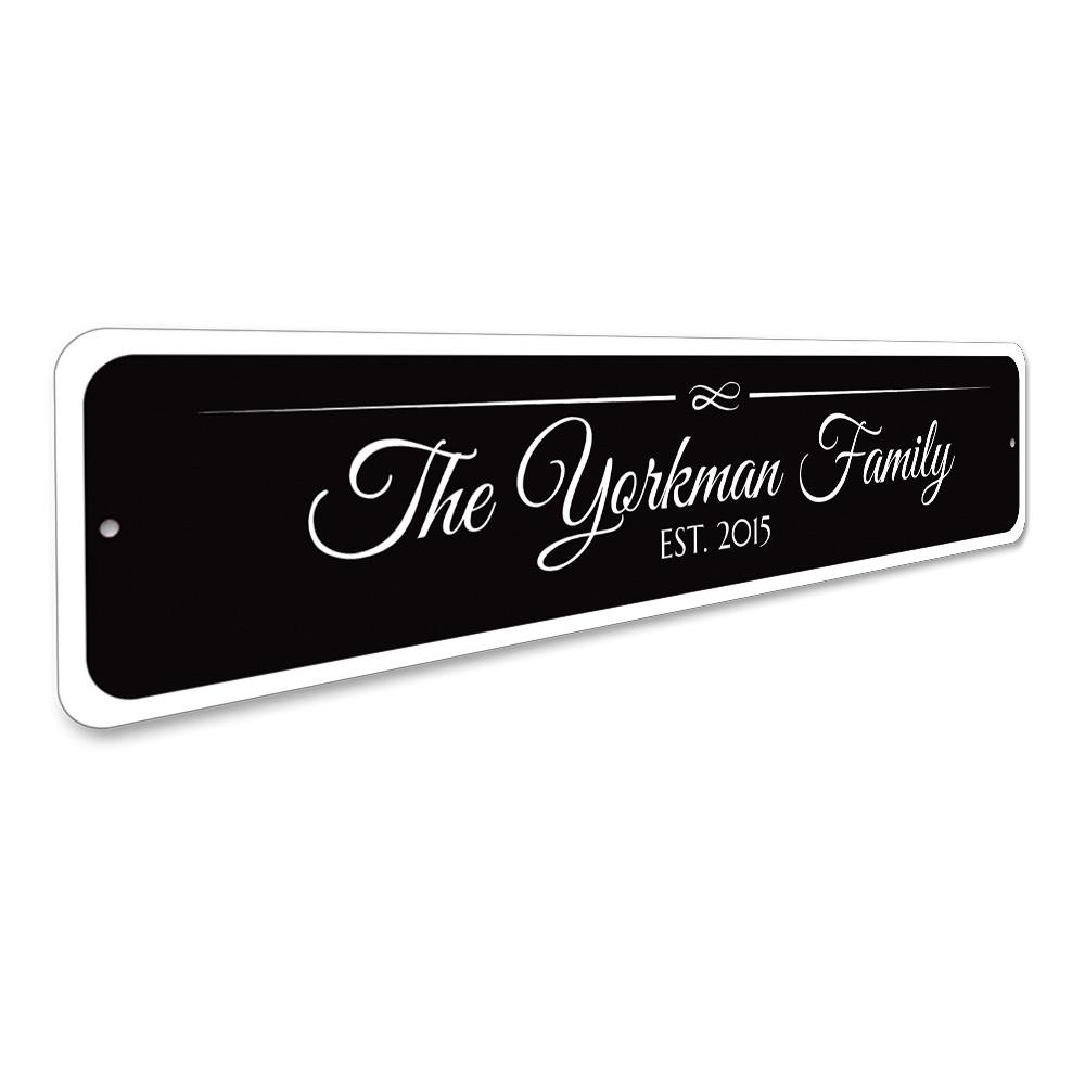 Personalized aluminum name sign with custom text, perfect for home decor.