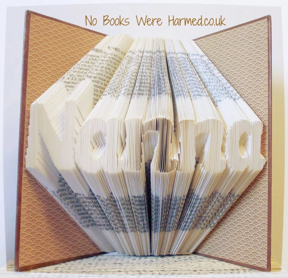 Nanna #3 style folded book art showcasing intricate hand-folded pages from a vintage book, perfect for gifting.