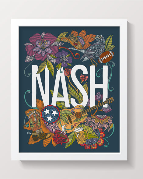 Nash - Music City artwork featuring vibrant colors on a dark background, printed on heavy matte card stock.