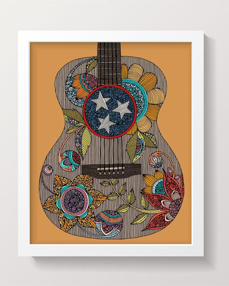 Nashville Guitar artwork printed on 8x10 photographic paper, showcasing vibrant colors and intricate details.