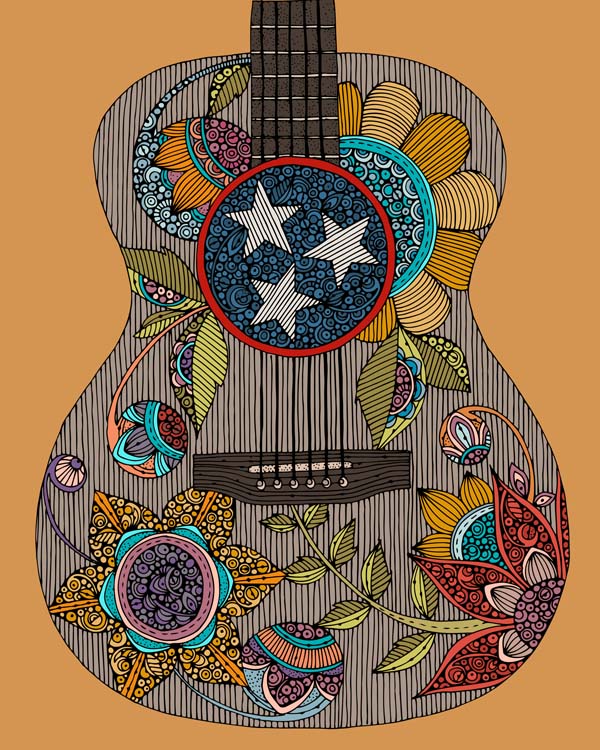 Nashville Guitar artwork printed on 8x10 photographic paper, showcasing vibrant colors and intricate details.