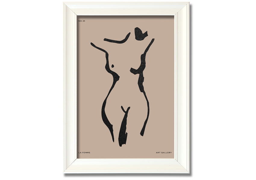 Natural Form Beige framed print with elegant beige design, handmade in the UK, ready to hang.