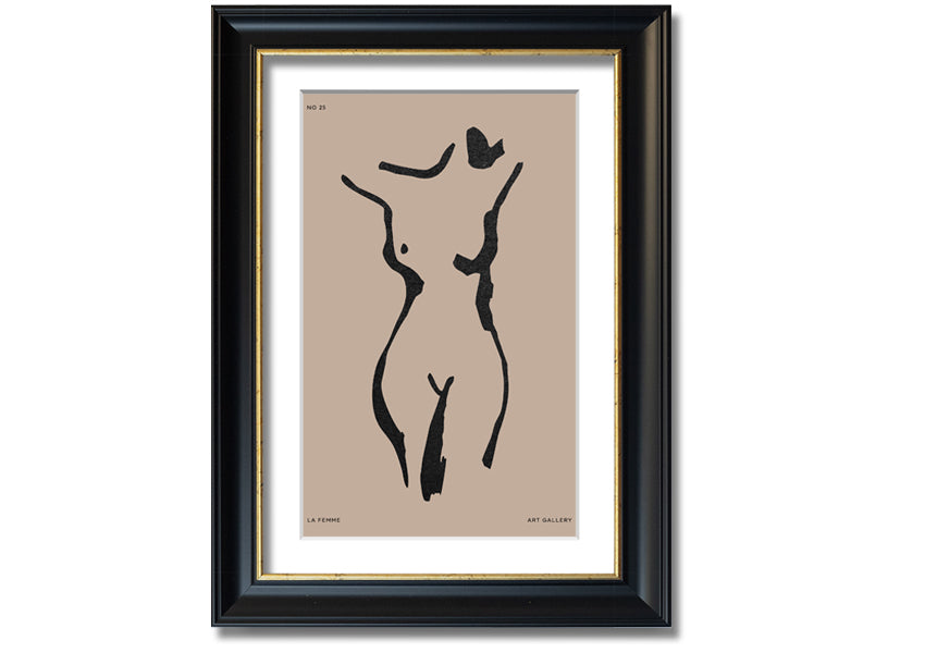 Natural Form Beige framed print with elegant beige design, handmade in the UK, ready to hang.