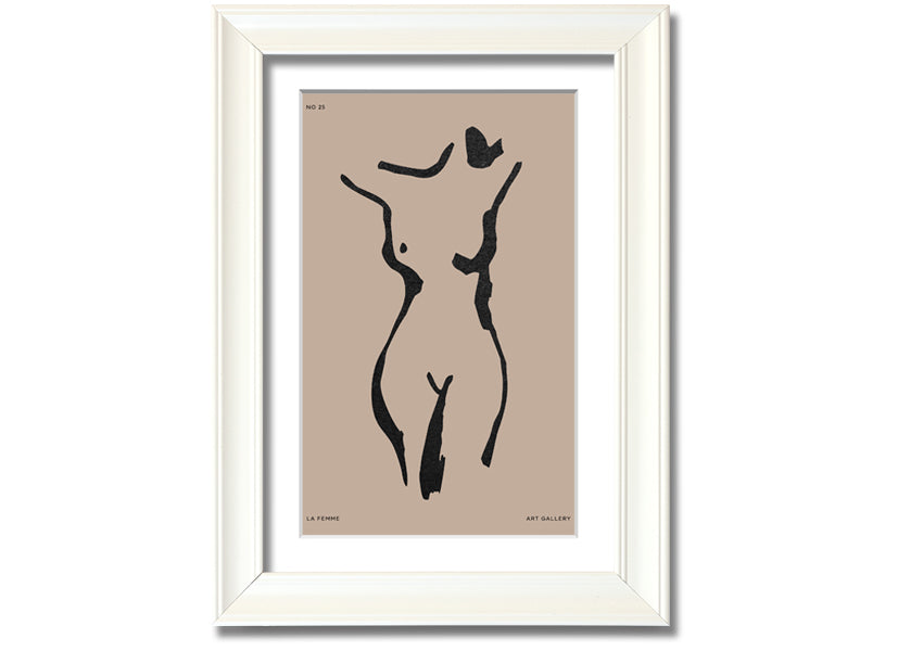 Natural Form Beige framed print with elegant beige design, handmade in the UK, ready to hang.