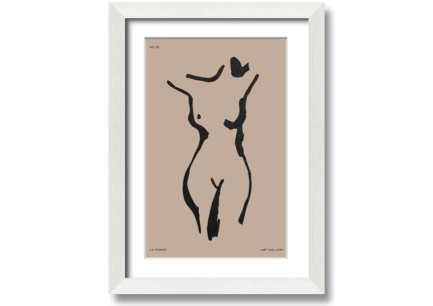 Natural Form Beige framed print with elegant beige design, handmade in the UK, ready to hang.