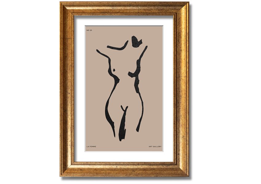 Natural Form Beige framed print with elegant beige design, handmade in the UK, ready to hang.