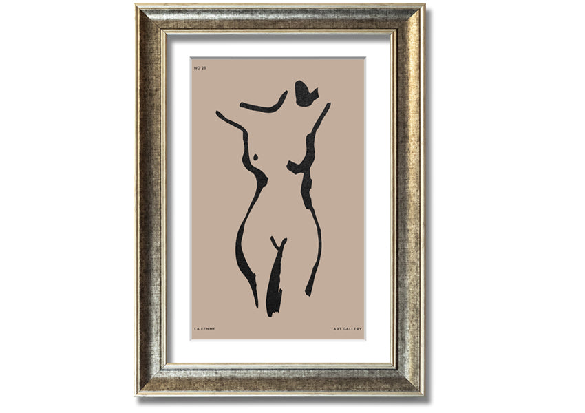 Natural Form Beige framed print with elegant beige design, handmade in the UK, ready to hang.