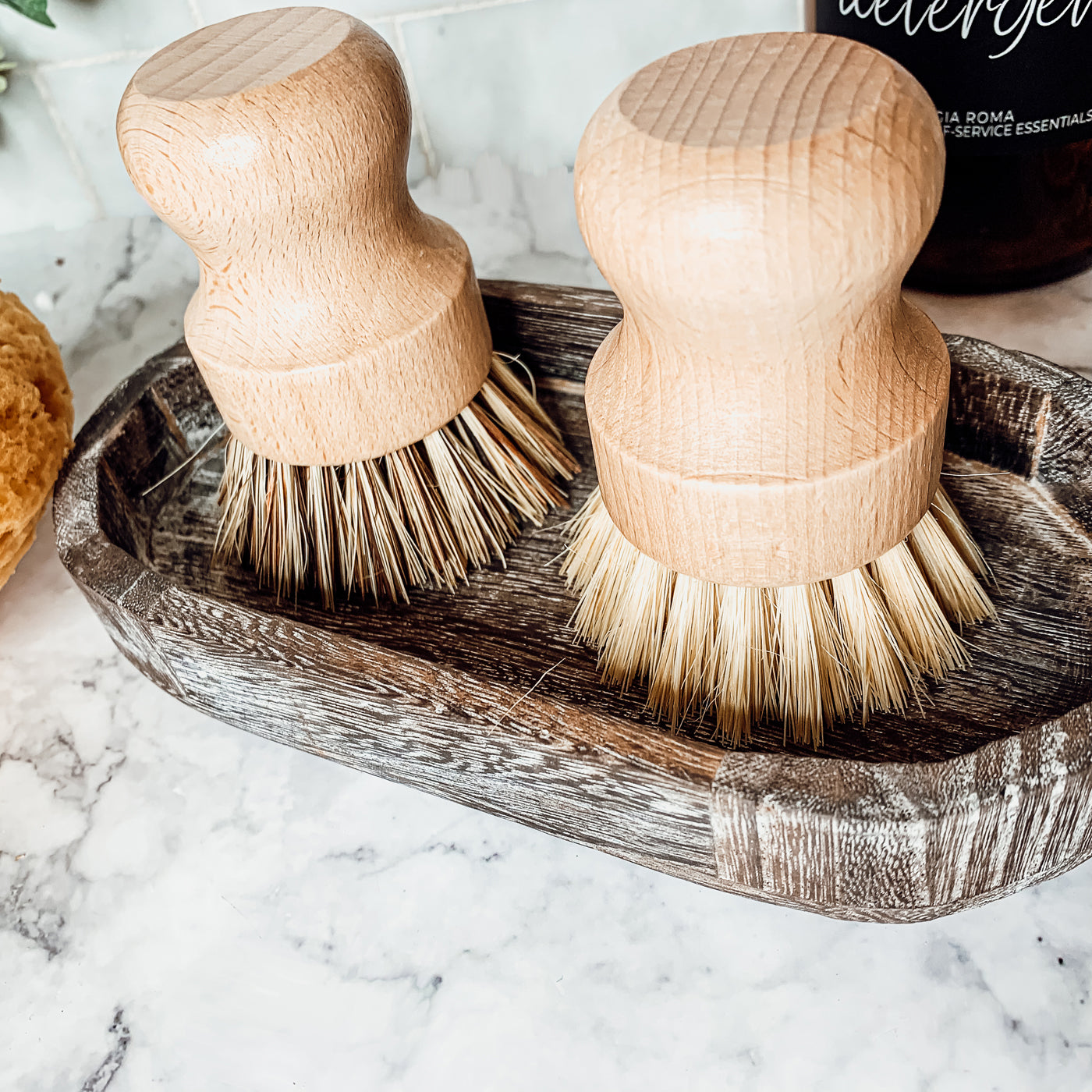 Natural Sisal Brush with ergonomic beech wood handle and durable bristles, perfect for eco-friendly cleaning.