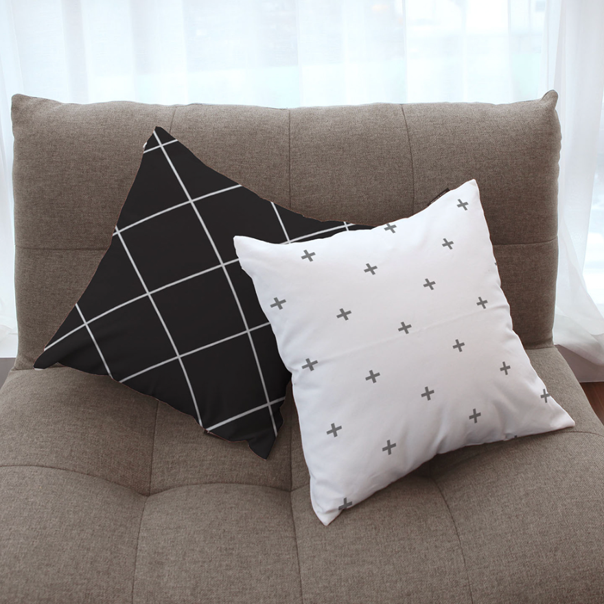 Neo Plus double-sided microfibre cushion showcasing vibrant patterns and soft texture, perfect for home decor.