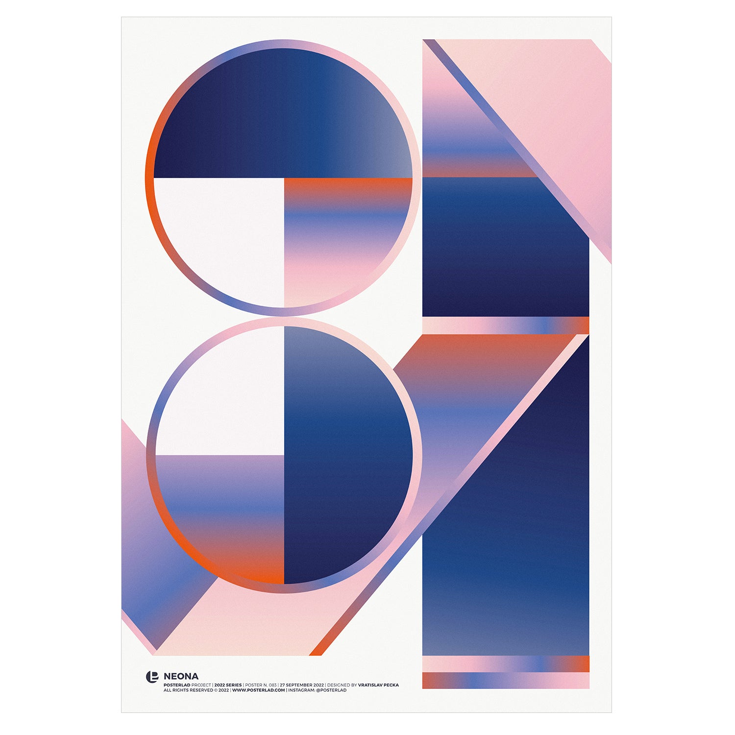 A vibrant Neona poster featuring colorful abstract designs on thick matte paper, perfect for home or office decor.