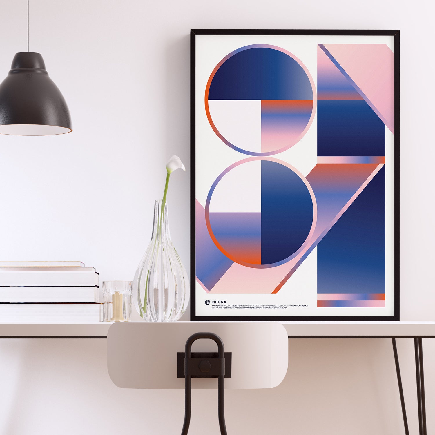 A vibrant Neona poster featuring colorful abstract designs on thick matte paper, perfect for home or office decor.