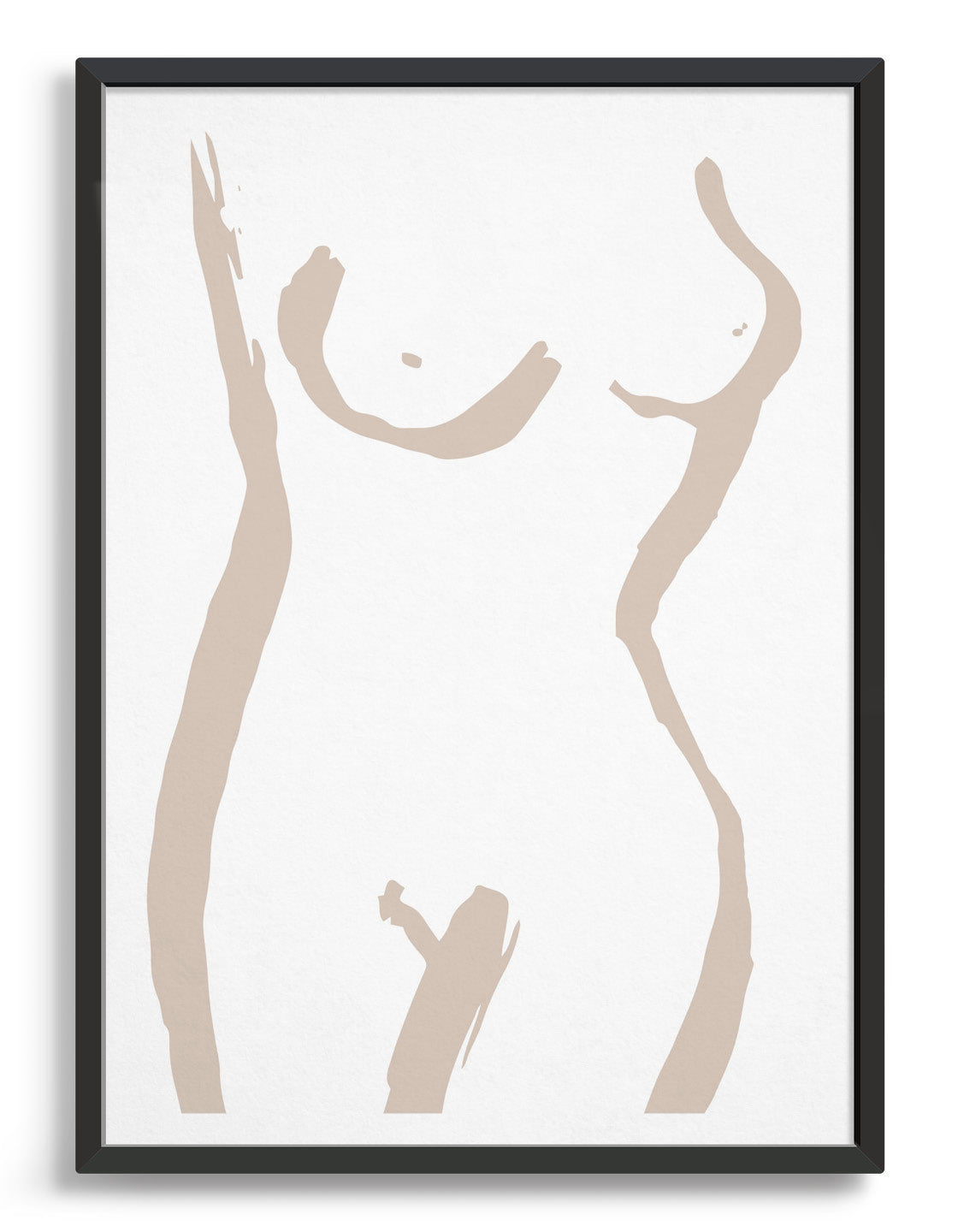 A minimalist art piece depicting a neutral female nude figure, showcasing soft tones and elegant simplicity, perfect for modern interiors.