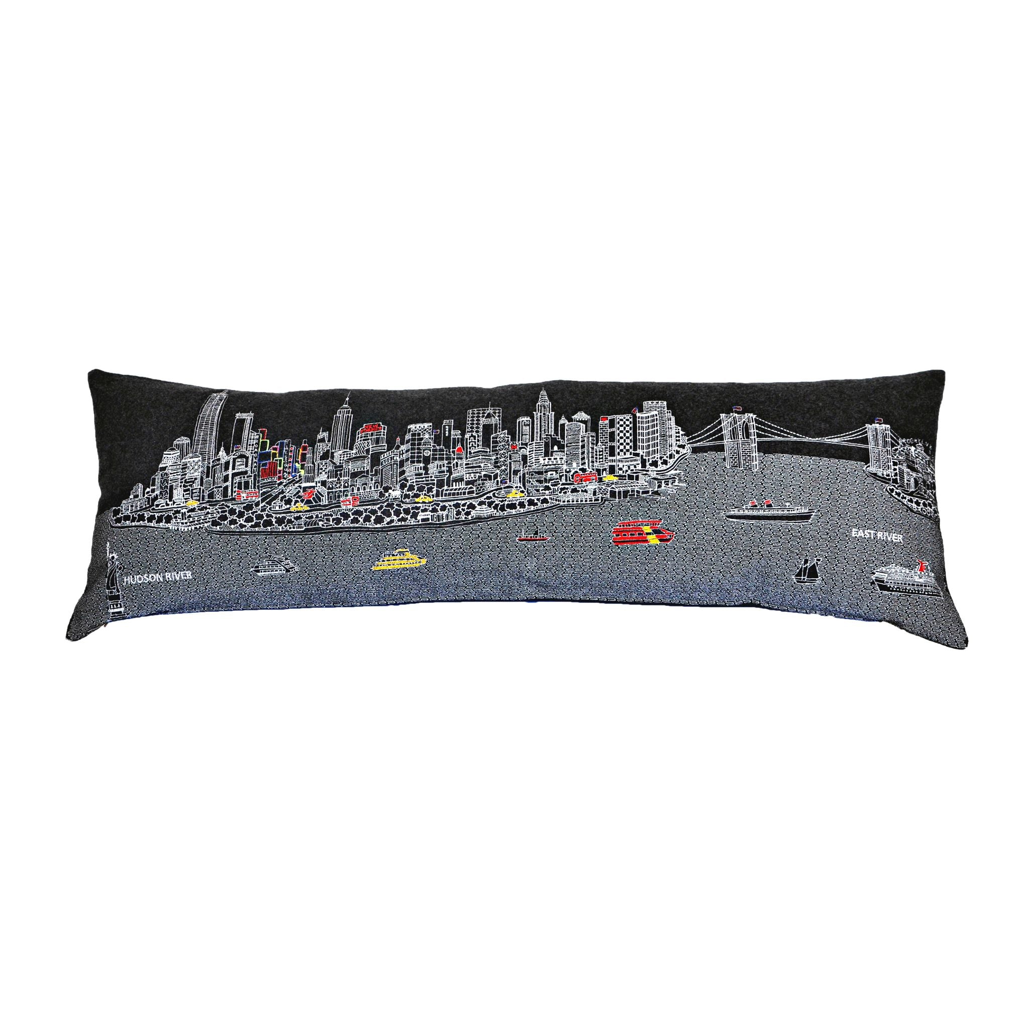 New York City Pillow featuring iconic designs and vibrant colors, perfect for home decor.