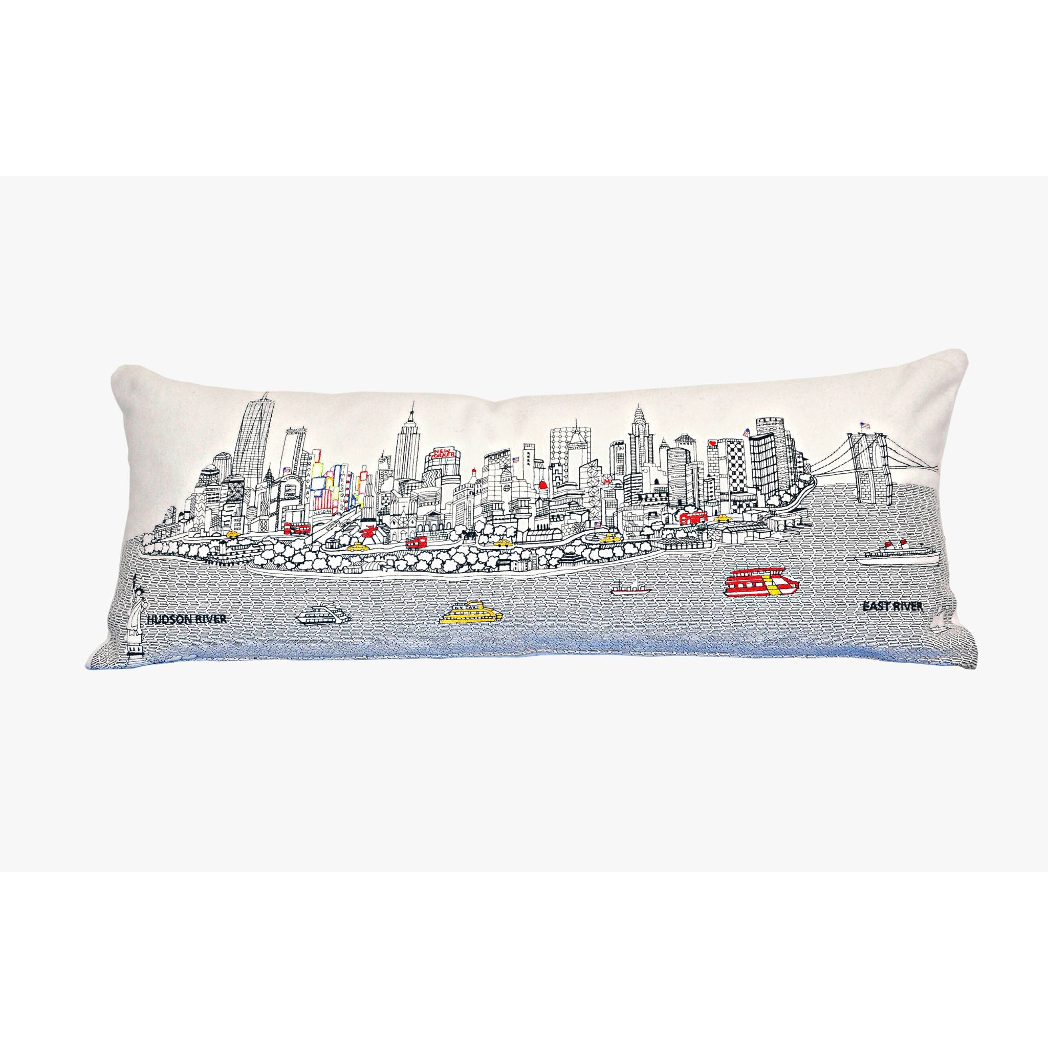 New York City Pillow featuring iconic designs and vibrant colors, perfect for home decor.