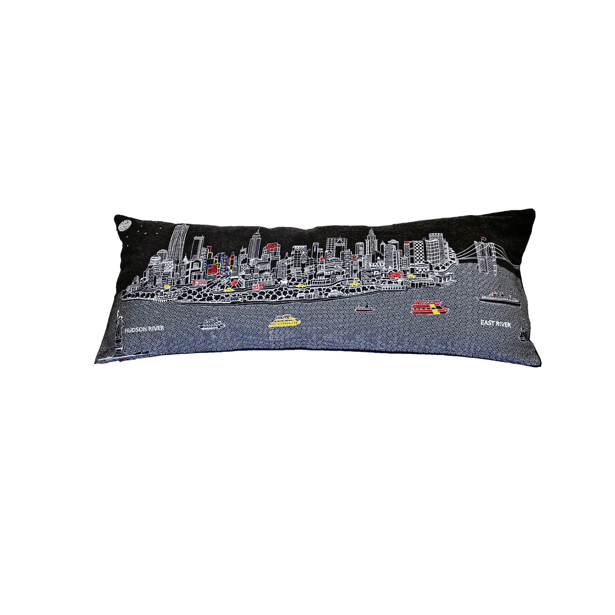 New York City Pillow featuring iconic designs and vibrant colors, perfect for home decor.