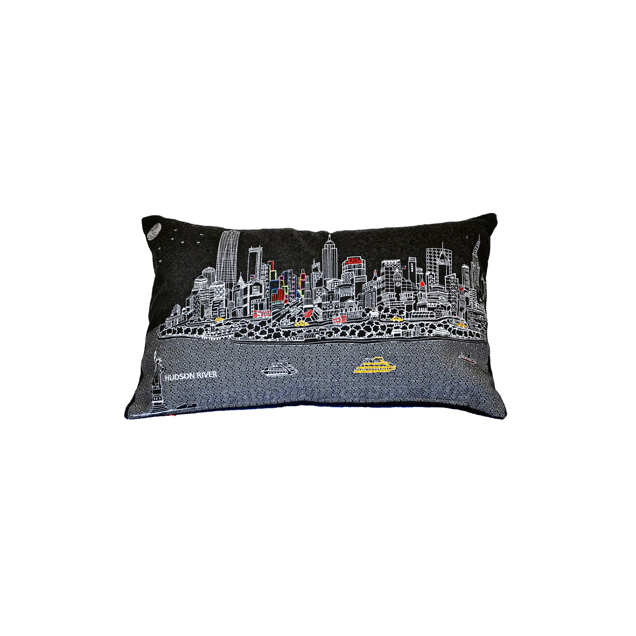 New York City Pillow featuring iconic designs and vibrant colors, perfect for home decor.