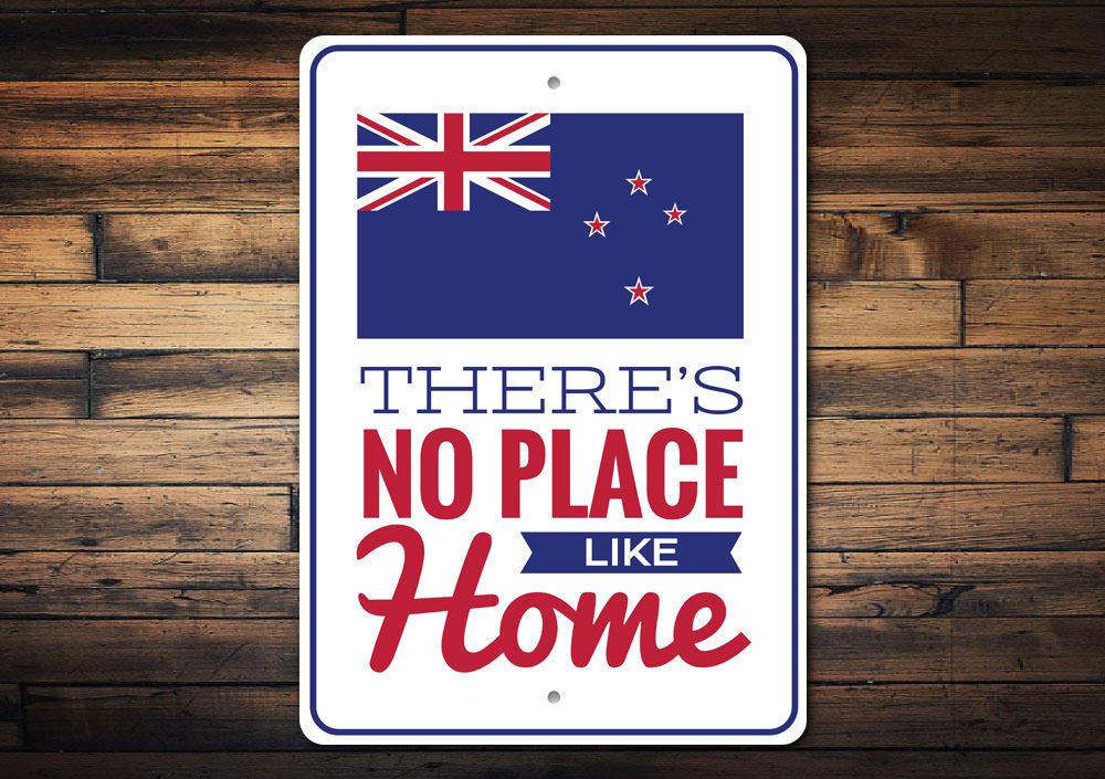 A beautifully crafted New Zealand Home Sign made of high-quality aluminum, featuring customizable text and pre-drilled holes for easy mounting.