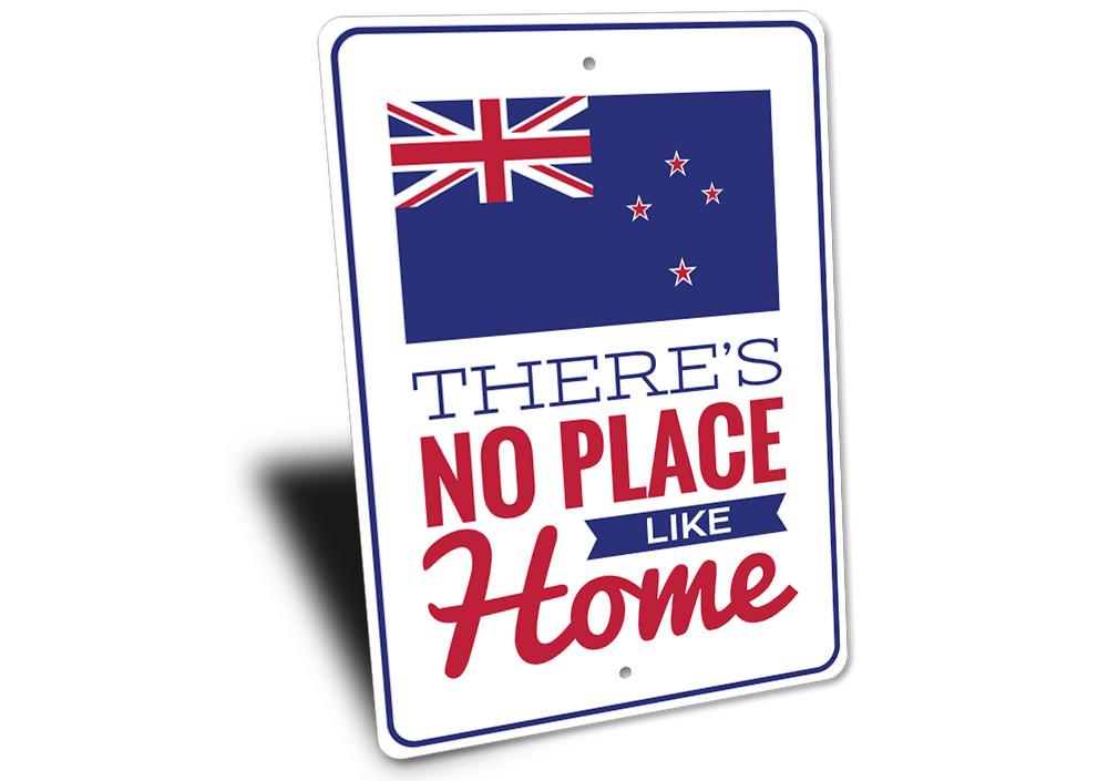 A beautifully crafted New Zealand Home Sign made of high-quality aluminum, featuring customizable text and pre-drilled holes for easy mounting.