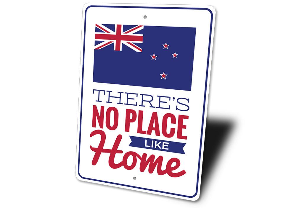 A beautifully crafted New Zealand Home Sign made of high-quality aluminum, featuring customizable text and pre-drilled holes for easy mounting.