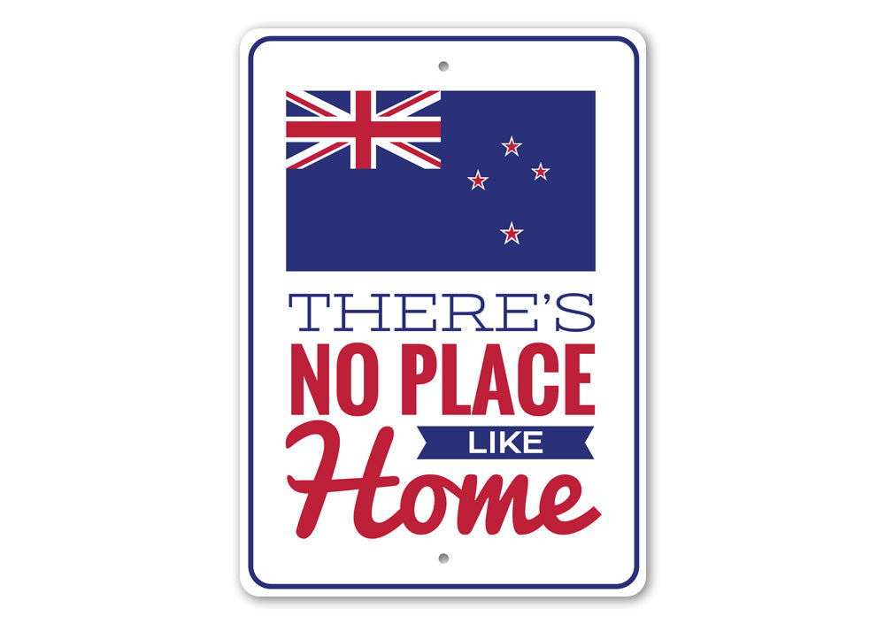 A beautifully crafted New Zealand Home Sign made of high-quality aluminum, featuring customizable text and pre-drilled holes for easy mounting.