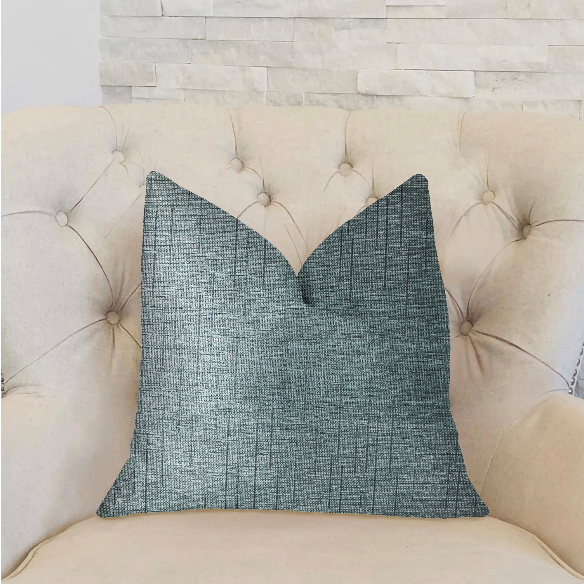 NewEra Bliss Blue Luxury Throw Pillow showcasing a rich blue color, double-sided design, and invisible zipper, perfect for home decor.