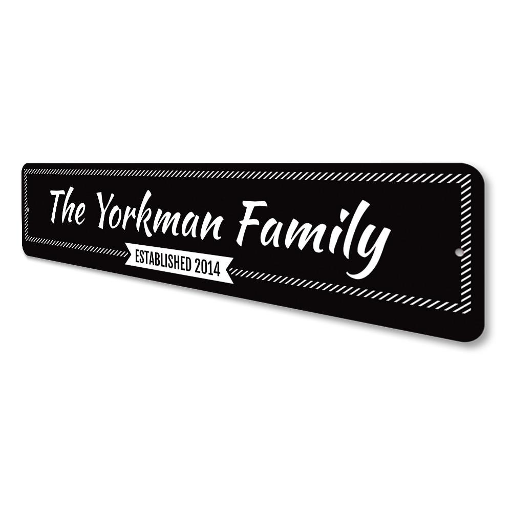 Personalized Newlywed Last Name Sign made of high-quality aluminum, featuring customizable text for home decor.