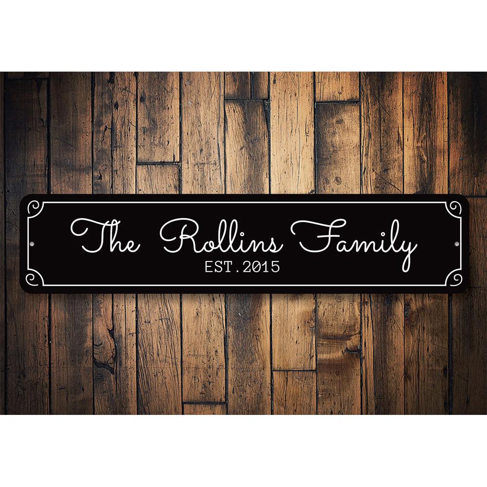 Customizable Newlywed Sign made of high-quality aluminum, featuring elegant design suitable for home decor.